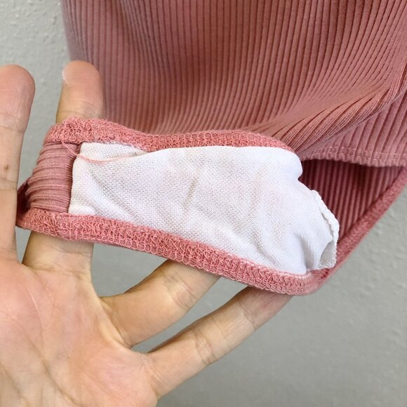 REFORMATION Pink Off Shoulder Ribbed Knit Bodysuit Size Small - Picture 7 of 11